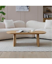 Streamdale Furniture 47" Oval Coffee Table - Solid Wood, Modern Natural Center Table