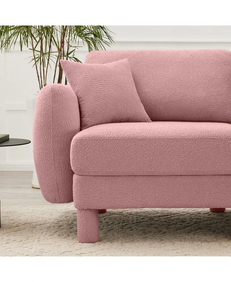 Streamdale Furniture Streamdale Pink Boucle 2-Seater Loveseat Sofa with Shell Armrests