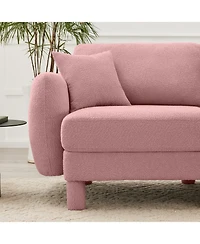 Streamdale Furniture Streamdale Pink Boucle 2-Seater Loveseat Sofa with Shell Armrests