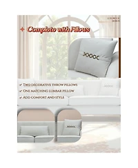 Streamdale Furniture Modern Plush 3-Seater Sofa with Pillows & Metal Legs