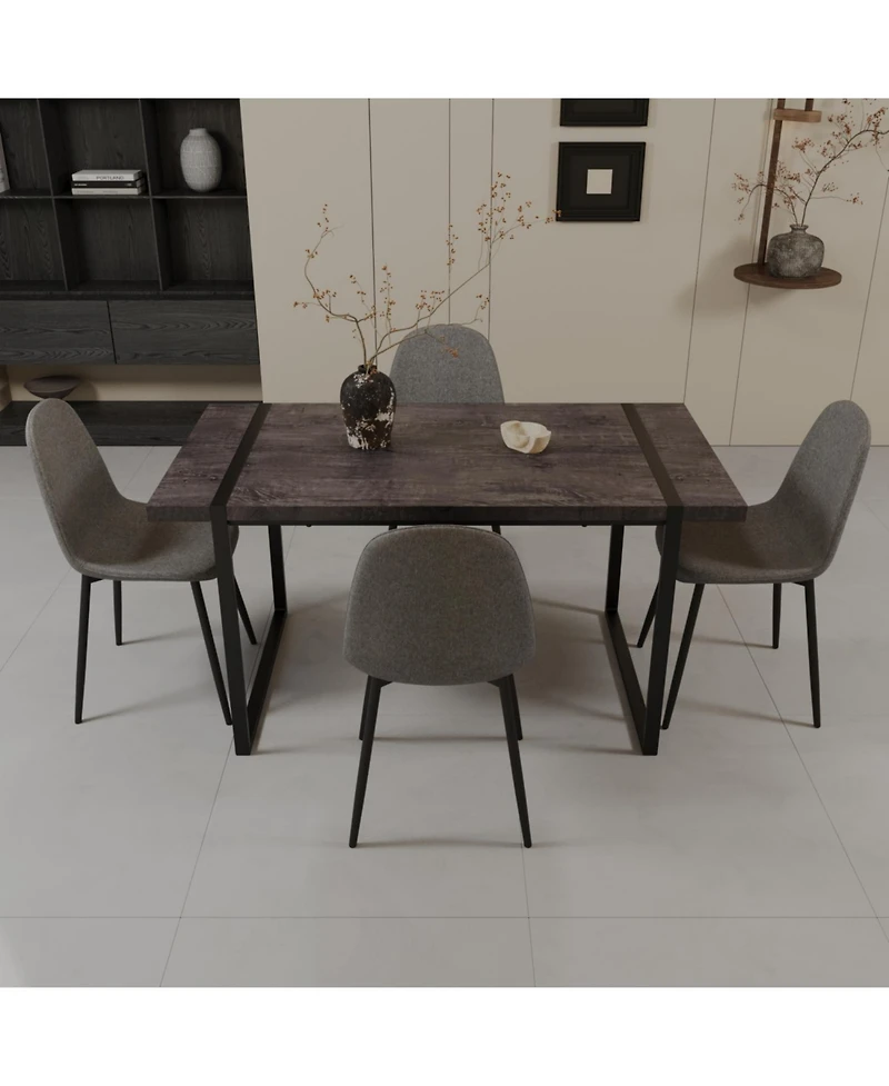 Streamdale Furniture Streamdale 59" Black Dining Table & 4 Suede Chairs