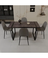 Streamdale Furniture Streamdale 59" Black Dining Table & 4 Suede Chairs