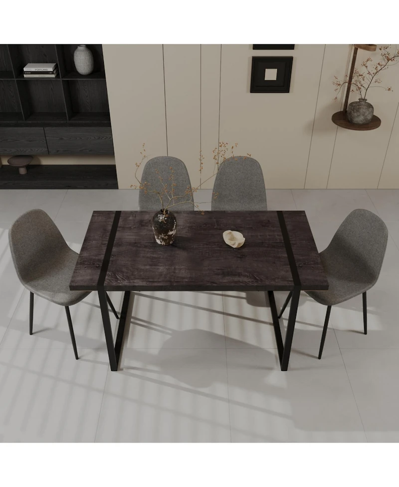 Streamdale Furniture Streamdale 59" Black Dining Table & 4 Suede Chairs