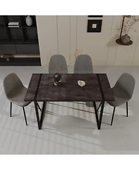 Streamdale Furniture Streamdale 59" Black Dining Table & 4 Suede Chairs
