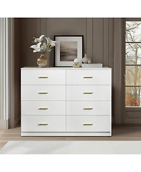 Streamdale Furniture + 8-Drawer + Wood + Modern White Finish + Bedroom Dresser