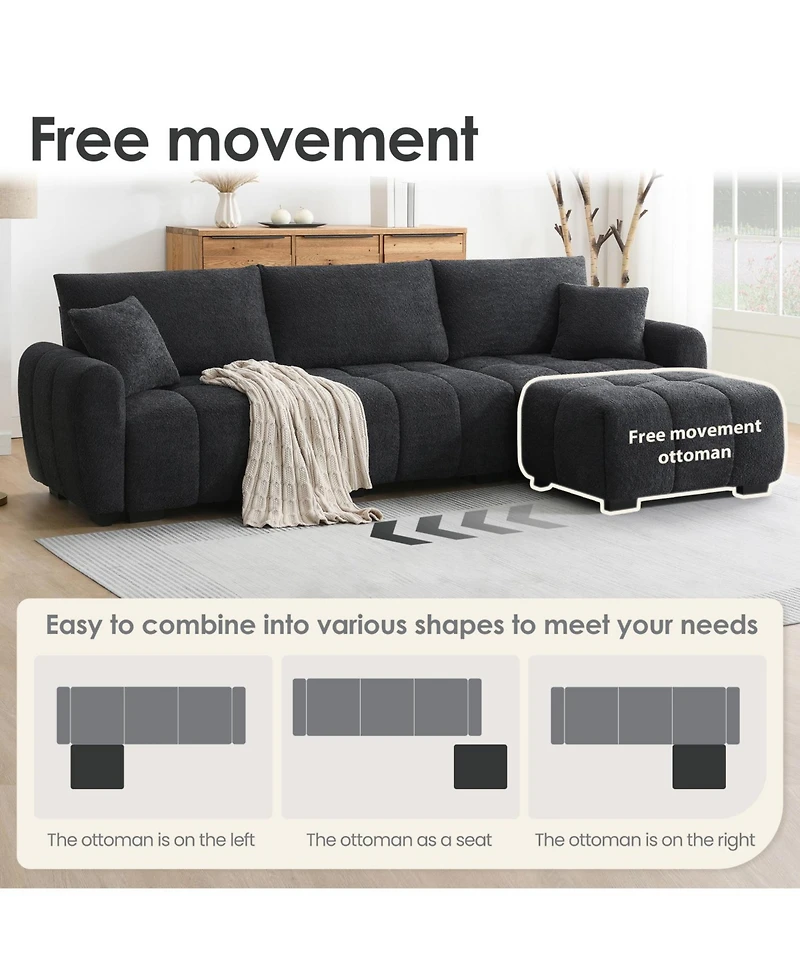 Streamdale Furniture 110" Modular Sectional Sofa with Ottoman