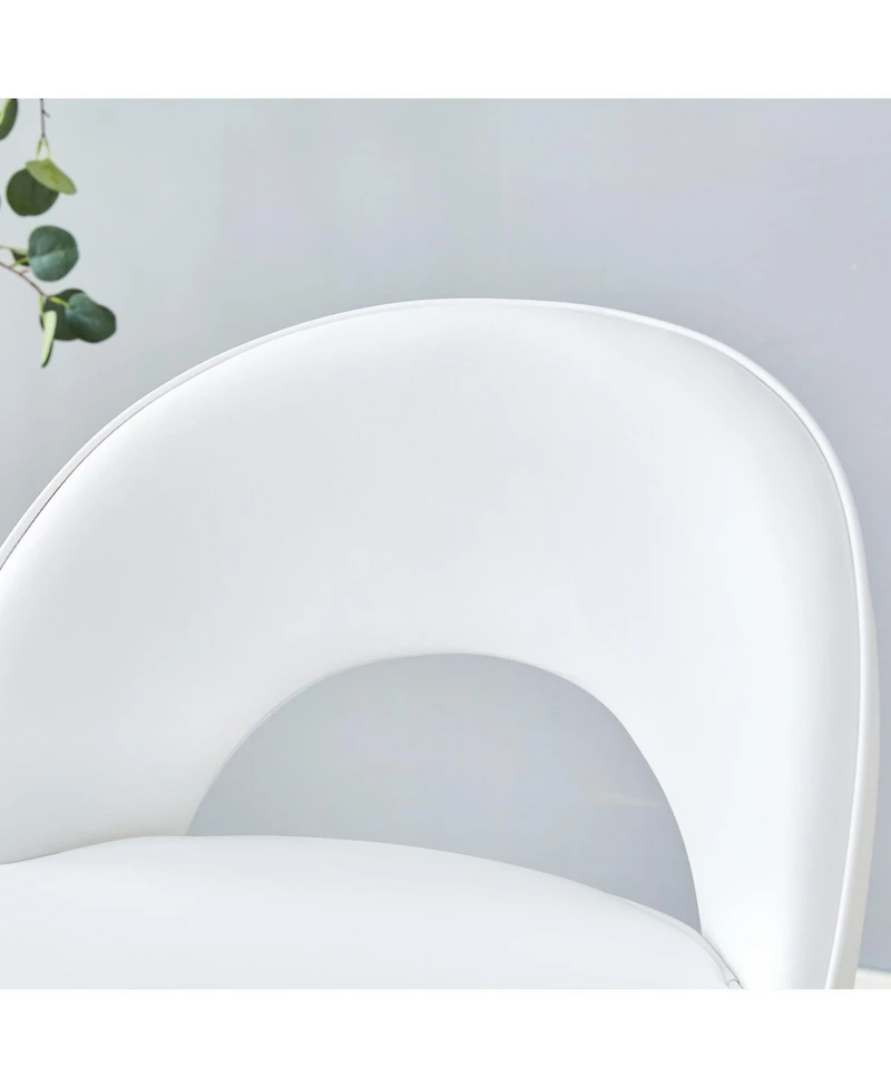 Streamdale Furniture White Pu Bar Chairs Metal Legs Set of 2