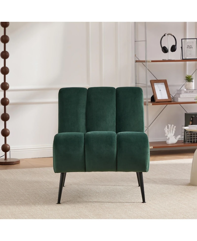 Streamdale Furniture Modern Green Velvet Accent Chair with Black Legs
