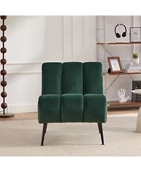 Streamdale Furniture Modern Green Velvet Accent Chair with Black Legs