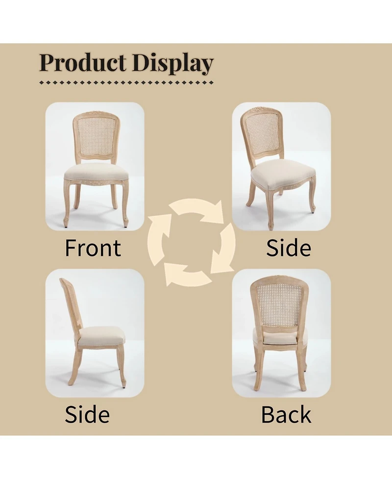 Streamdale Furniture Streamdale French Country Dining Chairs, Rattan Back, Set of 2