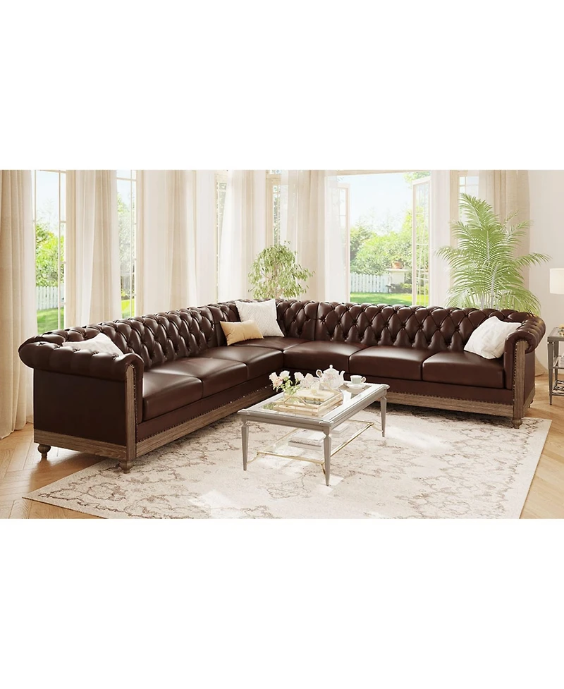 Streamdale Furniture Comfy Large Sectional Sofa with Wooden Legs, Retro Style for Living Room