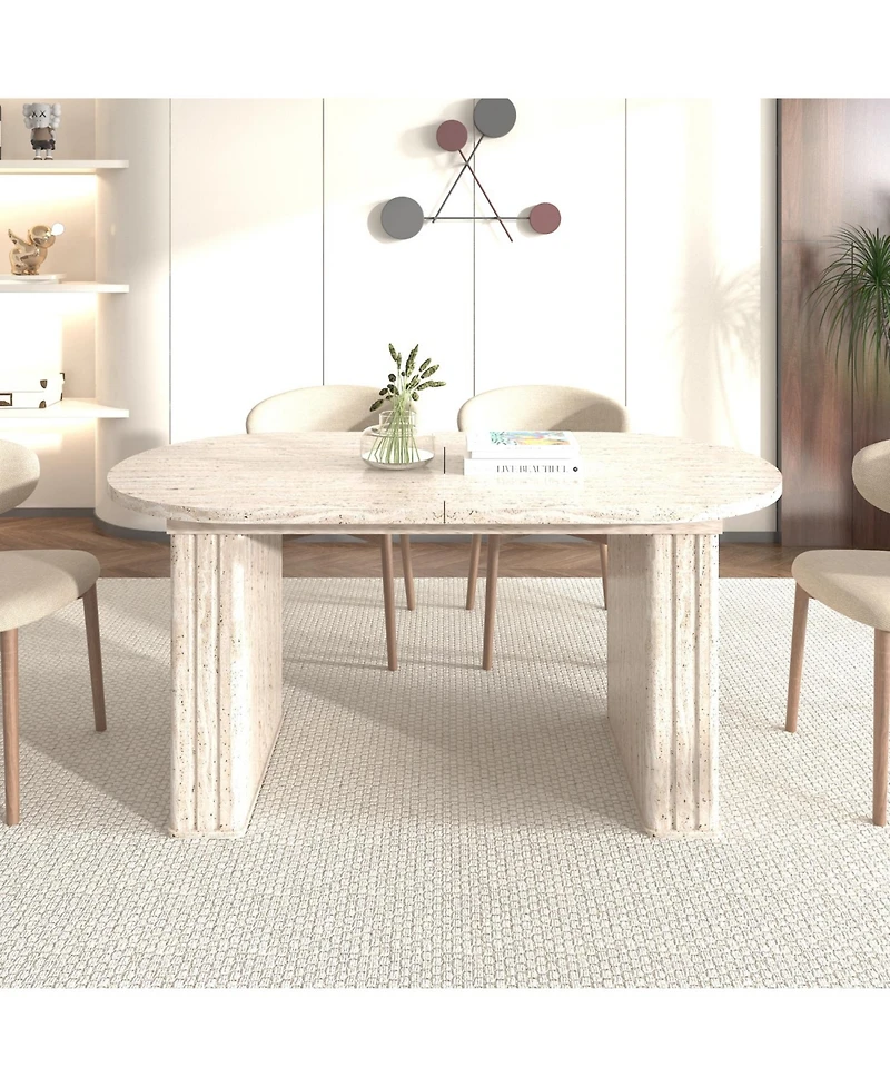 Streamdale Furniture Extendable Oval Dining Table (4-8 People) - Travertine Inspired
