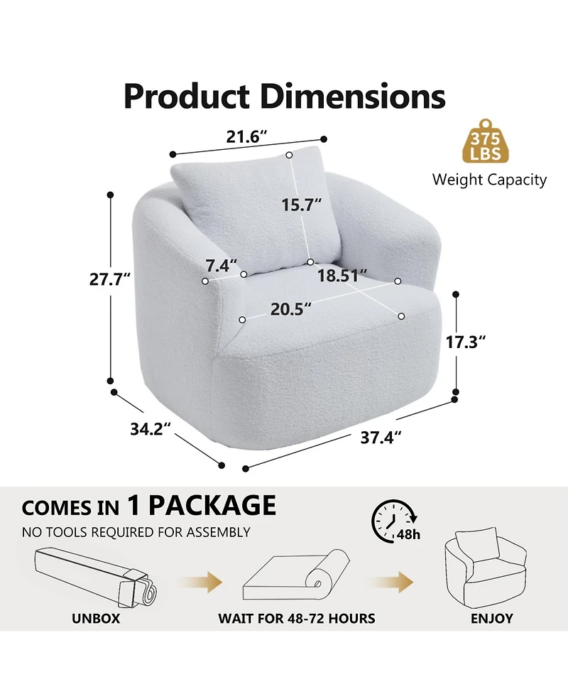 Streamdale Furniture Streamdale Swivel Teddy Fleece Comfy Chair with Pillow