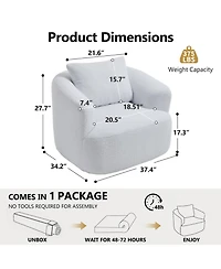 Streamdale Furniture Streamdale Swivel Teddy Fleece Comfy Chair with Pillow
