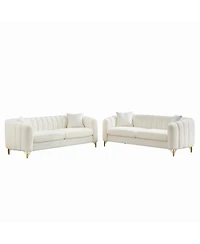 Streamdale Furniture Streamdale Oversized Chenille Sofa, Modern Tufted Couch, Gold Legs