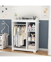 Streamdale Furniture + 1 Pc. + Wood + Mirror, Rack, Hooks & Shelves + Kids Dress Up Storage
