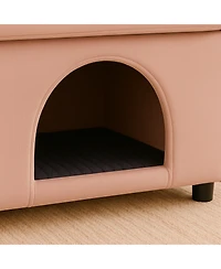 Streamdale Furniture Velvet Pink Bunny-Ear Pet-Friendly Armchair with Cat & Dog Hideaway