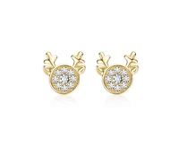 Rachel Glauber Teens 14K Gold Plated Cubic Zirconia Animal Head Stud Earring
