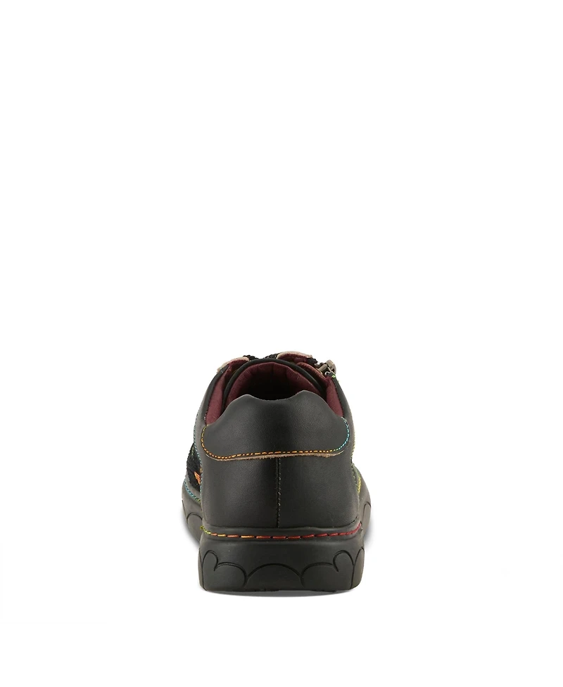 L'Artiste Danli-Fab Fashion Sneakers | Leather & Tapestry Print Lace-Up With Side Zipper