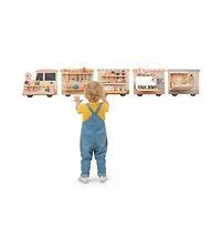 Kids Wall Mounted Sensory Activity Train with Five Skill Building Play Stations