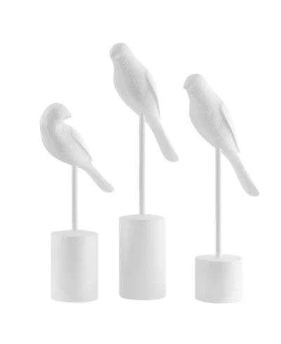 Danya B Ren Bird Perched White Sculptures - Set of 3