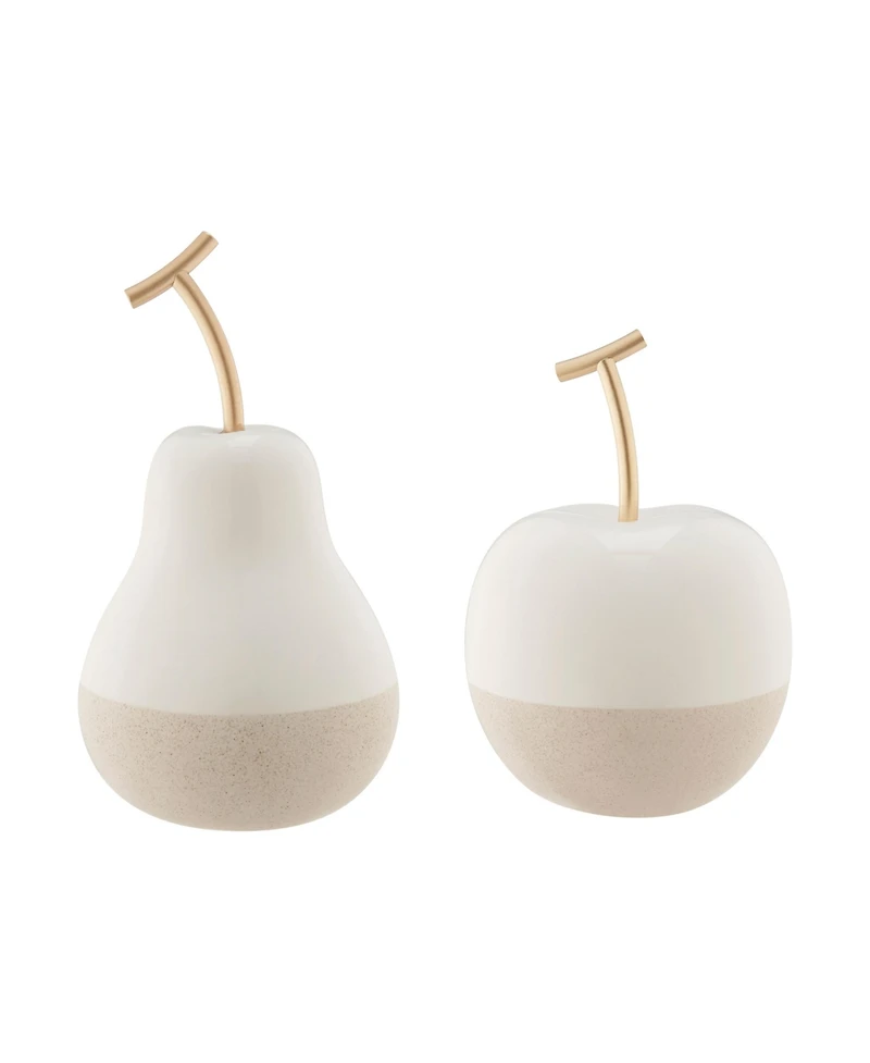 Danya B Vost Dipped Fruit Ceramic Sculpture Set of 2 - White/Cream