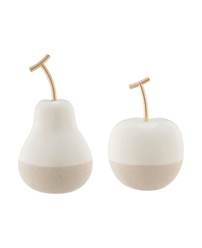 Danya B Vost Dipped Fruit Ceramic Sculpture Set of 2 - White/Cream