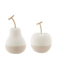 Danya B Vost Dipped Fruit Ceramic Sculpture Set of 2 - White/Cream