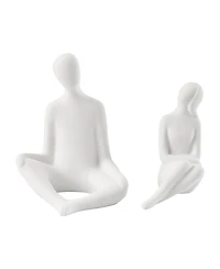 Danya B Hans White Abstract Sitting Couple Matte Ceramic Sculpture Set