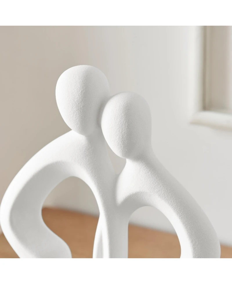 Danya B Hans White Abstract Embrace Couple Matte Ceramic Sculpture Set