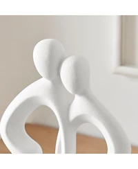 Danya B Hans White Abstract Embrace Couple Matte Ceramic Sculpture Set