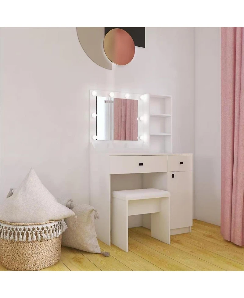 Streamdale Furniture Streamdale Vanity Desk with Adjustable Lights, Drawers & Storage