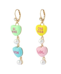 Betsey Johnson Faux Cultivated Pearl Sweetheart Mismatch Linear Earrings