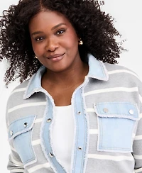 On 34th Trendy Plus Mixed Media Sweater Jacket, Macy's Exclusive