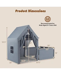 Gymax Kids Play Tent w/Playpen Yard Door Curtains Windows Star Lights for Boys Girls