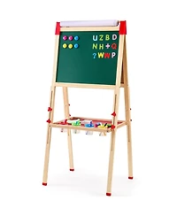 Hongge Kids Art Easel with Adjustable Height Double Sided Magnetic Board and Complete Drawing Accessories