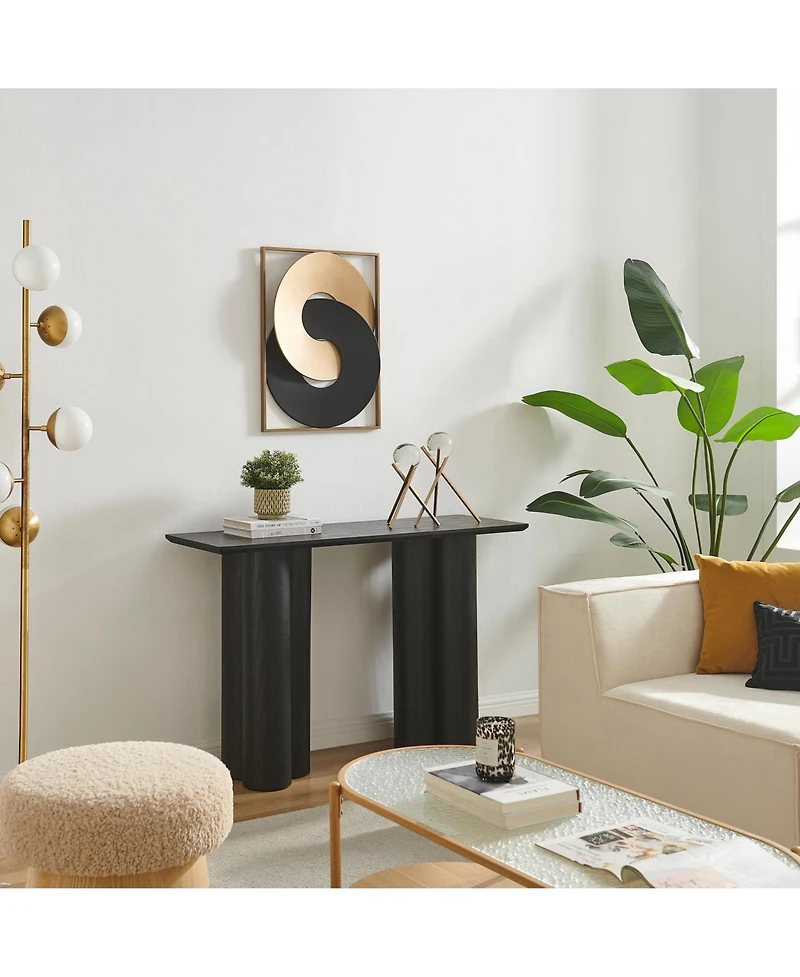 Danya B Gold and Black Intersecting Rings Mid-Century Modern Metal Wall Art