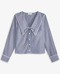 On 34th Women's Lace Trim Sailor Collar Long-Sleeve Blouse, Macy's Exclusive