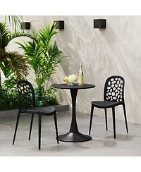 WestinTrends 3-Piece Outdoor Indoor Metal Patio Dining Table Set With Stackable Polypropylene Side Chairs