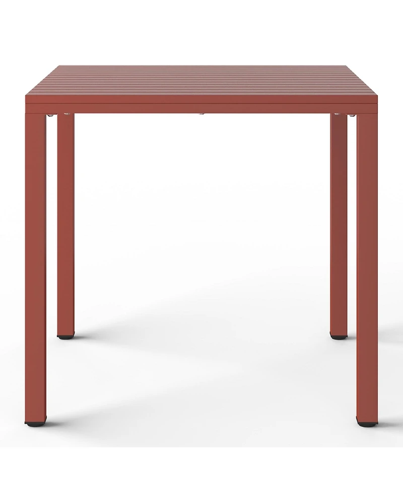 5-Piece Outdoor Patio Metal Frame Dining Table Set with Stackable Chairs