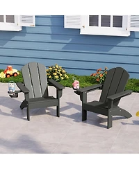WestinTrends Kids Outdoor Hdpe Plastic Adirondack Patio Chairs with Cup Holders (Set of 2)