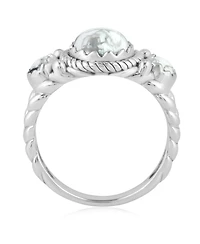 American West Jewelry Sterling Silver White Howlite 3-Stone Ring
