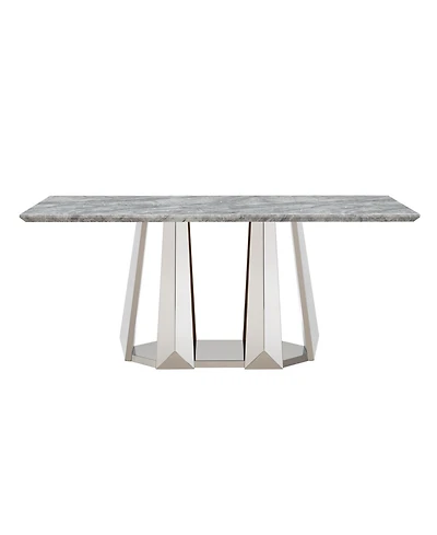 Streamdale Furniture + 70" + Faux Marble + Mirrored Base + Dining Table