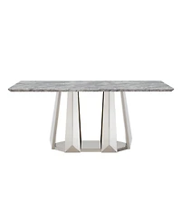 Streamdale Furniture + 70" + Faux Marble + Mirrored Base + Dining Table
