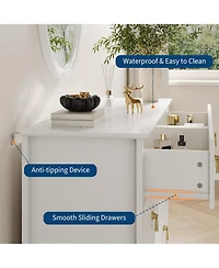 gaomon Dresser 48"W, 6-Drawer Modern Wood Chest with Metal Handles, Bedroom Storage Cabinet Tv Stand for Living Room