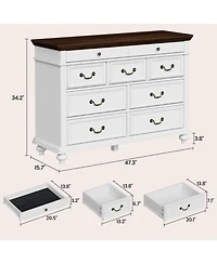 gaomon 47-Inch Wide Farmhouse 9-Drawer Wood Bedroom Dresser with Rustic Design and Metal Handles