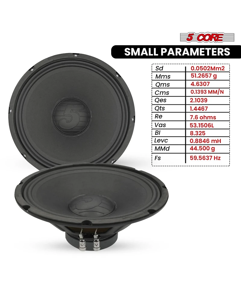 5 Core Speaker Subwoofer Pair 12 Inch Pair Pa Dj Subs 200W Max Pro Audio 8 Ohm 30 Oz Y30 Magnet Subwoofers Powerful Replacement Bass Sub Woofer