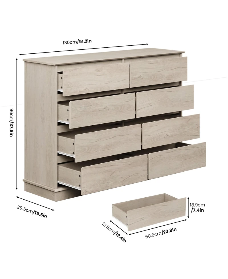 gaomon 8 Drawer Dresser for Bedroom, Wide Wooden Chest of Drawers with Top
