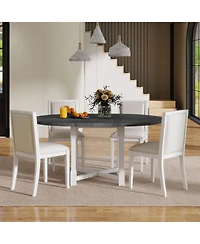 Streamdale Furniture 5-Piece Extendable Round Dining Set with Upholstered Chairs