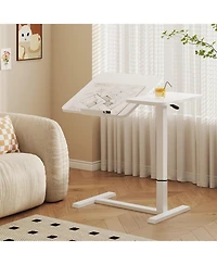Streamdale Rolling Overbed Laptop Desk - Adjustable, Tilting - White